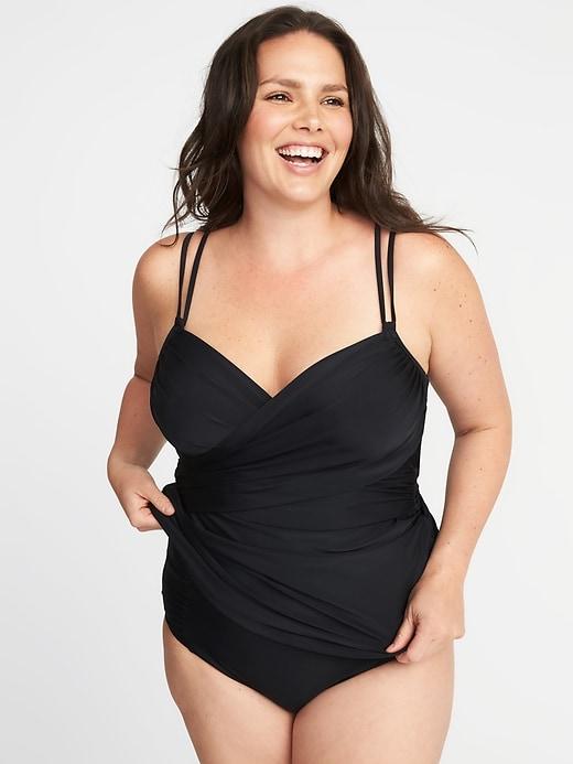 Old Navy Womens Plus-size Wrap-front Tankini Top Black Size 4x