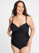 Old Navy Womens Plus-size Wrap-front Tankini Top Black Size 4x