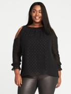 Old Navy Womens Plus-size Cold-shoulder Top Black Size 2x