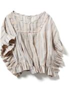 Old Navy Ruffled Crepe Poncho - Neutral Stripe Top