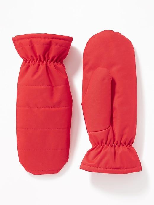 Old Navy Womens Quilted Water-resistant Mittens For Women Red Aloud Size S/m