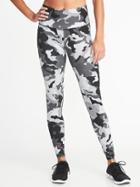 Old Navy Womens High-rise Printed Compression Leggings For Women Black Print Size M