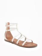 Old Navy Strappy Zip Back Gladiator Sandals For Women - Bone
