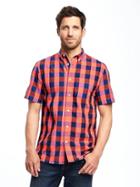 Old Navy Slim Fit Classic Plaid Shirt For Men - Finding Neon
