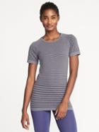 Old Navy Womens Seamless Melange-stripe Top For Women Heather Gray Size L