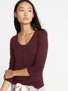 Old Navy Womens Slim-fit Luxe Lounge Henley For Women Wine Purple Size Xl