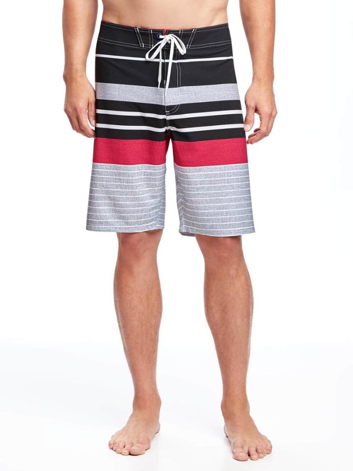 Old Navy Striped Built In Flex Board Shorts For Men 10 - Absolute Pink Neon