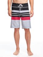 Old Navy Striped Built In Flex Board Shorts For Men 10 - Absolute Pink Neon