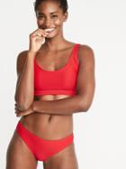 Textured Scoop-neck Swim Top For Women