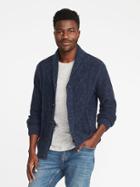 Old Navy Mens Shawl-collar Cable-knit Cardigan For Men Navy Heather Size S