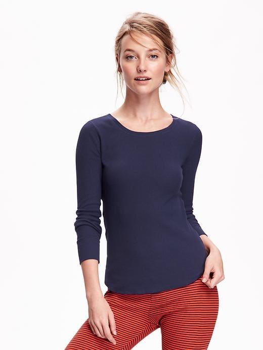 Old Navy Womens Thermal Crew-neck Tee For Women Lost At Sea Navy Size S