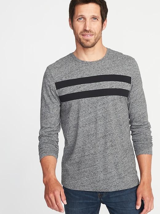 Old Navy Mens Pieced Chest-stripe Crew-neck Tee For Men Heather Gray Size Xxl
