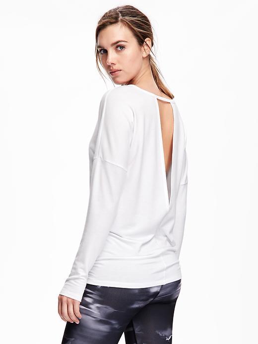 Old Navy Go Dry V Back Long Sleeve Top - Bright White