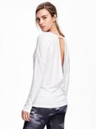 Old Navy Go Dry V Back Long Sleeve Top - Bright White