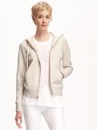 Old Navy Relaxed Full Zip Fleece Hoodie For Women - Heather Oatmeal