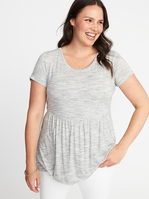 Old Navy Womens Relaxed Plus-size Space-dye Peplum-hem Top Heather Gray Space-dye Size 3x