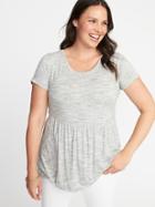 Old Navy Womens Relaxed Plus-size Space-dye Peplum-hem Top Heather Gray Space-dye Size 3x