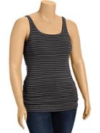 Womens Plus Jersey Stretch Tamis Size 1x Plus - Black Stripe Top