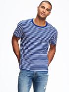 Old Navy Soft Washed Striped Crew Neck Tee For Men - Cosmic Blue