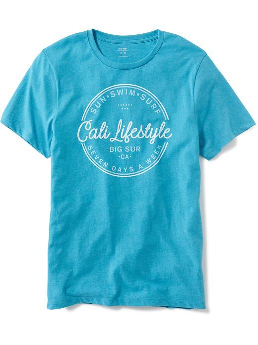 Old Navy Short Sleeve Graphic Tee For Men - Aqua Stone
