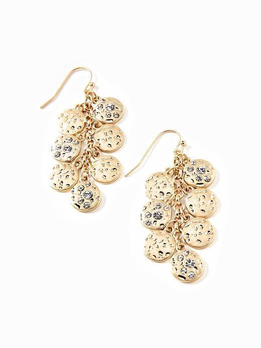 Hammered-disc Drop Earrings For Women