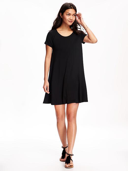 Old Navy Short Sleeve Knit Swing Dress For Women - Black