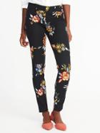 Old Navy Womens Mid-rise Pixie Full-length Pants For Women O.n. New Black Floral Size 18