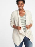 Old Navy Womens Textured Drape-front Plus-size Sweater Oatmeal Heather Size 2x