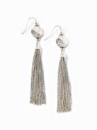 Old Navy Hammered Disc Tassel Drop Earrings For Women - Antique Silver