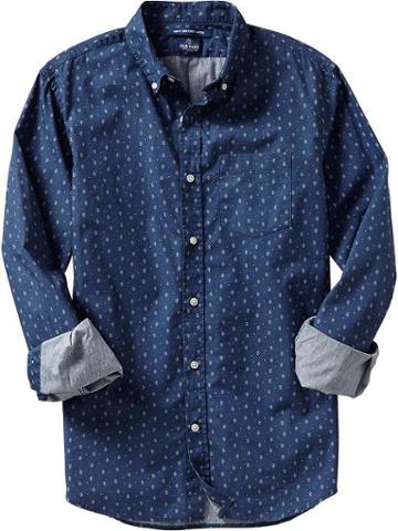 Old Navy Old Navy Mens Printed Slim Fit Shirts - Hyper Blue Plaid