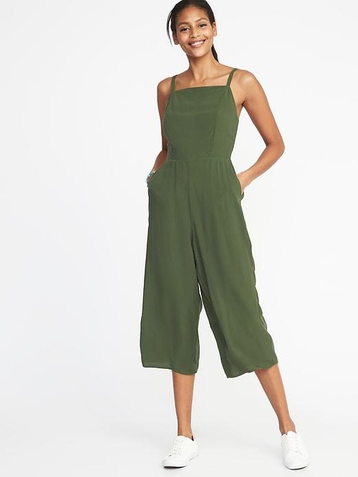Old Navy Womens Square-neck Cami Jumpsuit For Women Matcha Green Size S