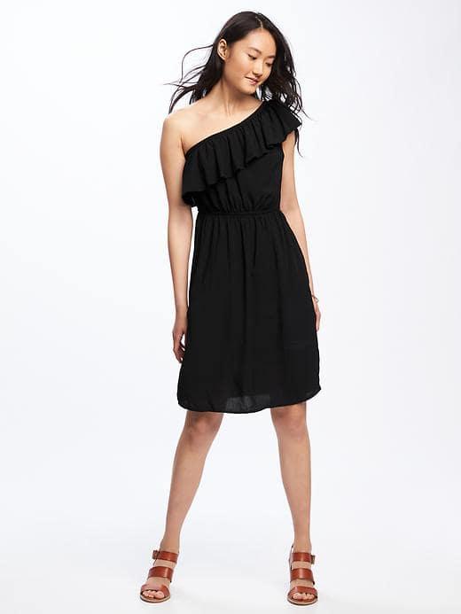 Old Navy One Shoulder Swing Dress For Women - Black