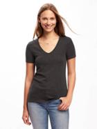Old Navy Semi Fitted V Neck Tee For Women - Dark Charcoal Gray