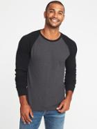 Old Navy Mens Soft-washed Thermal-knit Raglan Tee For Men Black Size M