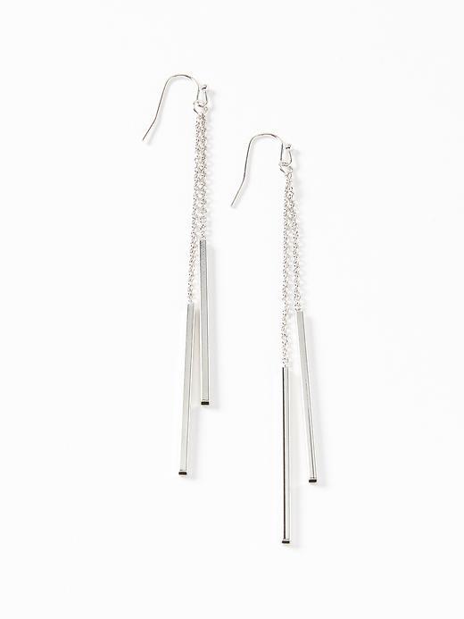 Old Navy Chain Bar Drop Earrings For Women - Silver