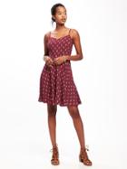 Old Navy Fit & Flare Cami Dress For Women - Burgundy Combo