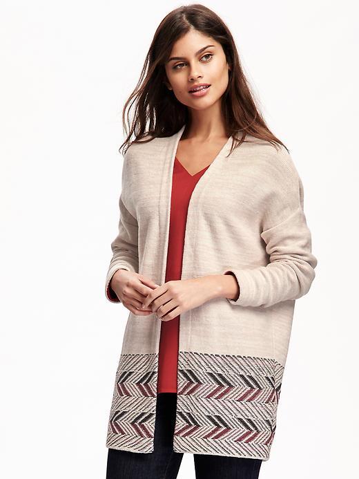 Old Navy Jacquard Cardi Coat For Women - Gray Stripe