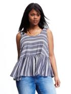 Old Navy Womens Striped Plus-size Peplum Tank Blue/white Stripe Size 1x