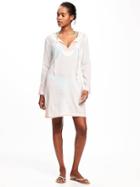 Old Navy Embroidered Gauze Swim Cover Up For Women - Cream