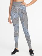 Old Navy Womens High-rise Printed Compression Leggings For Women Blue Stripe Size L