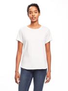 Old Navy Womens Everywear Clean-slate Relaxed Tee For Women Bright White Size Xl