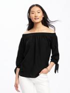 Old Navy Relaxed Off The Shoulder Top For Women - Blackjack