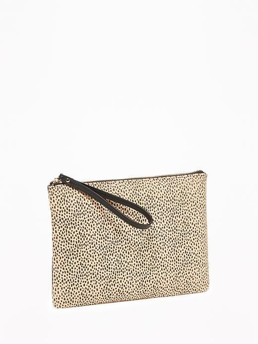 Old Navy Zip Top Cheetah Print Clutch For Women - Cheetah