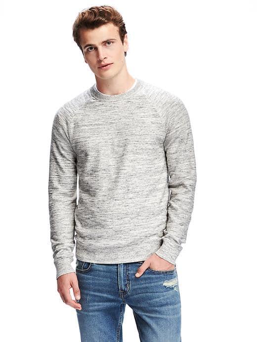 Old Navy Lightweight Textured Crew Neck Sweater For Men - Gray Heather/chicago