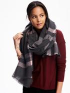 Old Navy Oversized Flannel Scarf - Gray Plaid