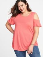 Old Navy Womens Plus-size Cold-shoulder Top Hot Coral Pink Size 3x