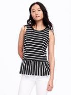 Old Navy Relaxed Peplum Hem Tank For Women - Black Stripe Top