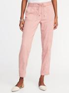 Old Navy Womens Mid-rise Soft Utility Cropped Pants For Women Pink Paradigm Size M