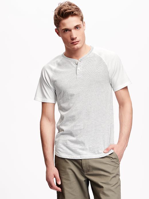 Old Navy Henley Raglan Tee For Men - Bright White