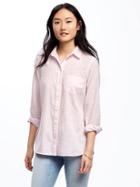 Old Navy Classic Dobby Patterned Shirt For Women - Light Pink